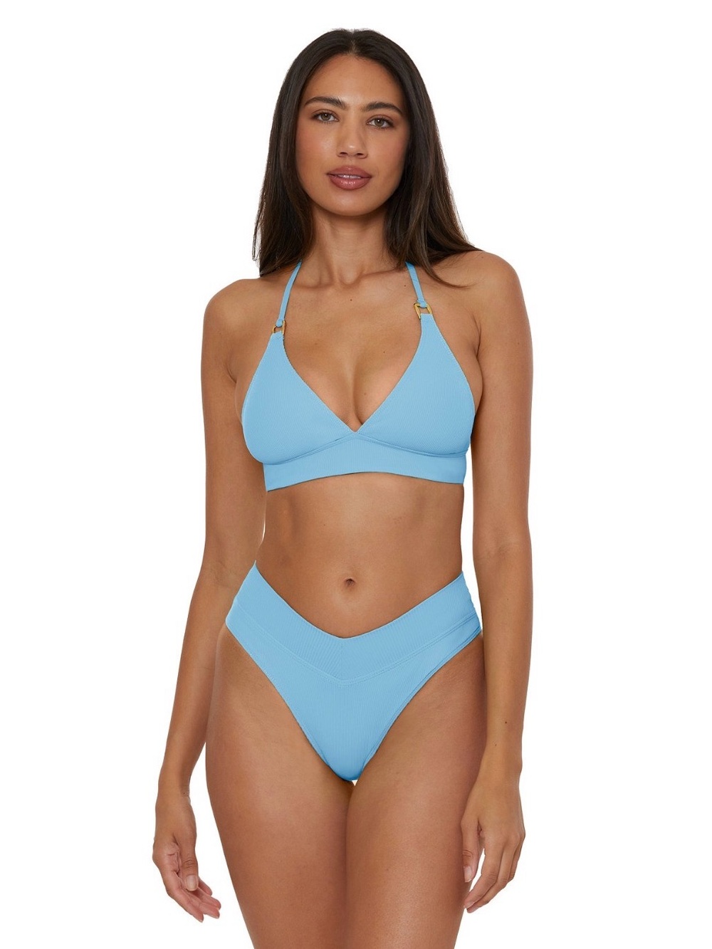BECCA Modern Edge Halter Bikini Top+ High Waist Bottom
